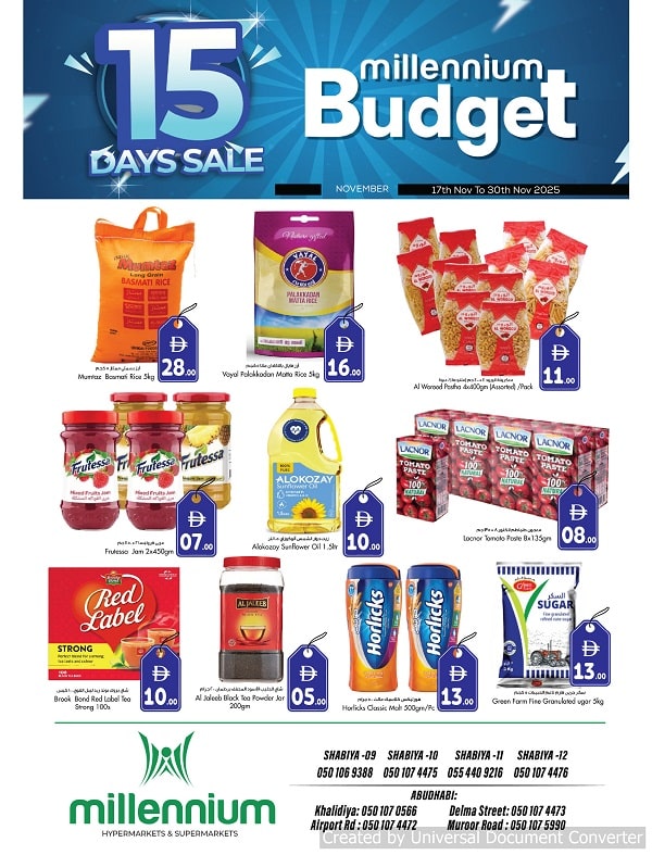 Millennium Budget 15 Days Sale offers