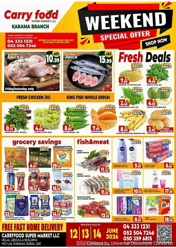 Carry food Supermarket Weekend offers