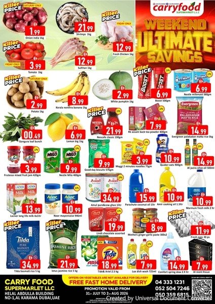 Carry food Supermarket Weekend offers
