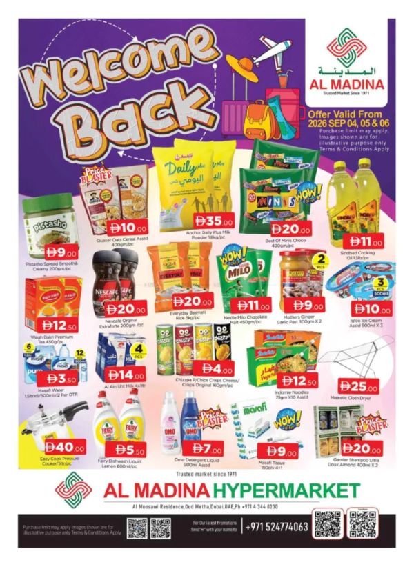 Al Madina Hypermarket Oud Metha Welcome Back offers