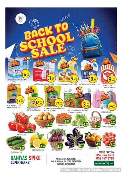 Baniyas Spike Back to School Sale